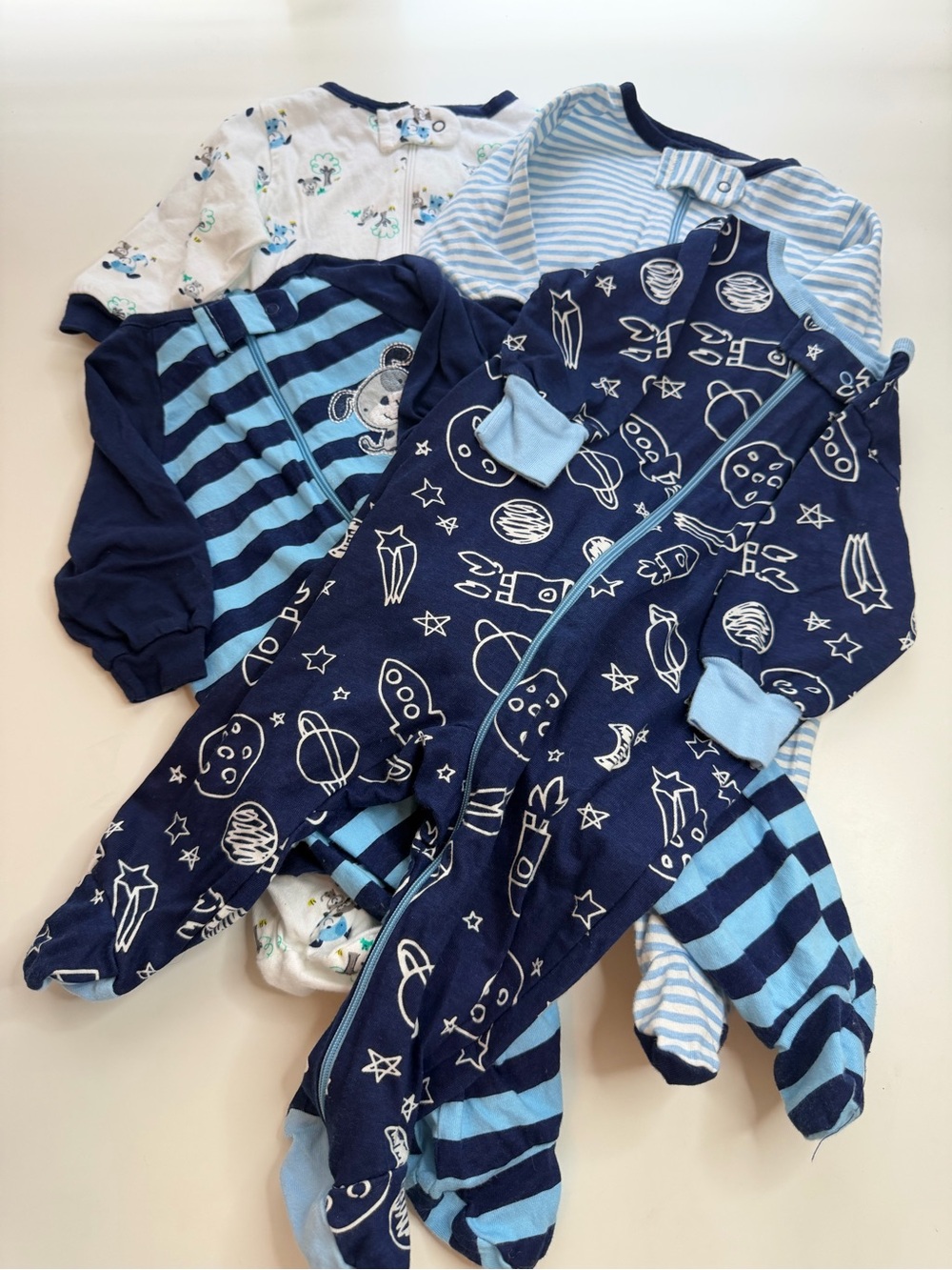 Gerber Navy & Light Blue Space and Stripe Footies (4-Pack)